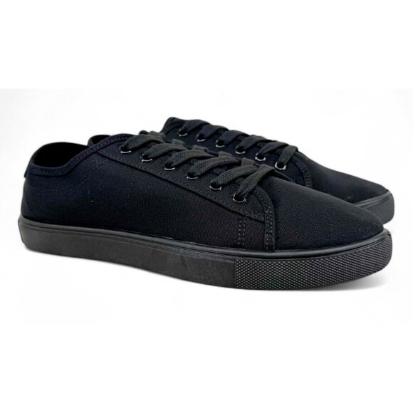 ASOS DESIGN Men's Lace Up trainers Sneakers Shoes black canvas Size 9 - Picture 1 of 5